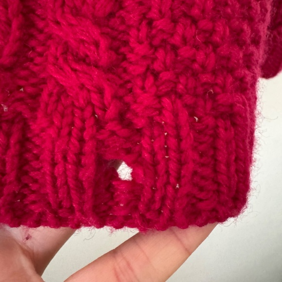 Aran Crafts Merino Wool Made in Ireland Cable Knit Zip-Front Cardigan Red M - Picture 5 of 6